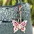 Wholesale Colorful Butterfly Bag Charms with Leather Rope - White + rose red