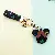 Leather Mickey Head Keychain Wholesale - Premium Cute Quality - Black flower + keychain