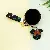 Leather Mickey Head Keychain Wholesale - Premium Cute Quality - Black flower + key chain + fur ball