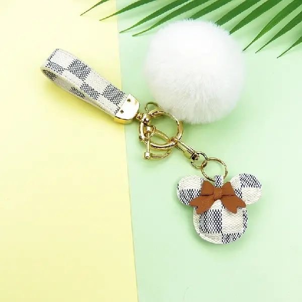 White grid + keychain + hair ball,chaincharmsupply.com
