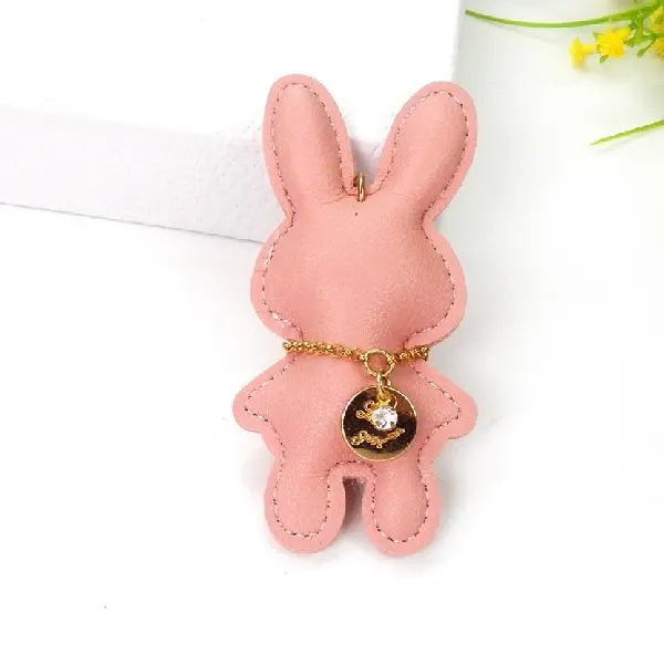 Single leather pink rabbit,chaincharmsupply.com