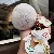 Leather Kitten Keychains Wholesale | High-Quality Charm Supply - White flowers + fur balls