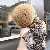 Leather Kitten Keychains Wholesale | High-Quality Charm Supply - Brown grid + hair ball