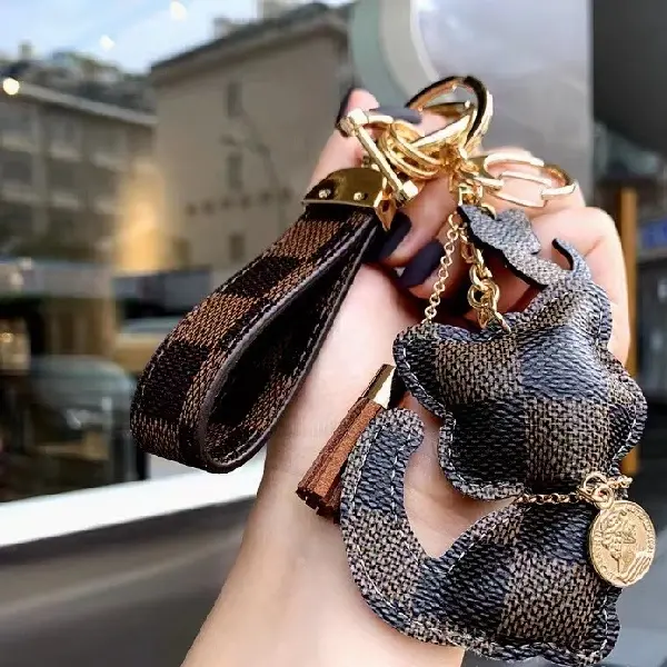 Brown grid + keychain,chaincharmsupply.com