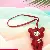 Wholesale European & American Rhinestone Bear Bag Charm Supply - Brick red with leather cord