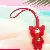 Wholesale European & American Rhinestone Bear Bag Charm Supply - Red with leather cord