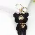 Wholesale European & American Rhinestone Bear Bag Charm Supply - Black with leather cord
