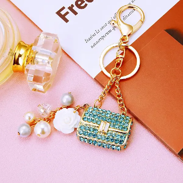 Pearl small shoulder bag sky blue-single OPP bag packaging,chaincharmsupply.com