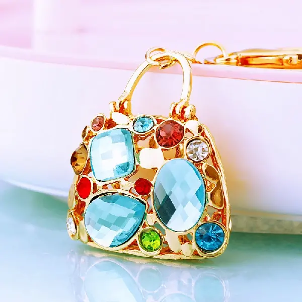 Crystal small shoulder bag blue-single OPP bag packaging,chaincharmsupply.com