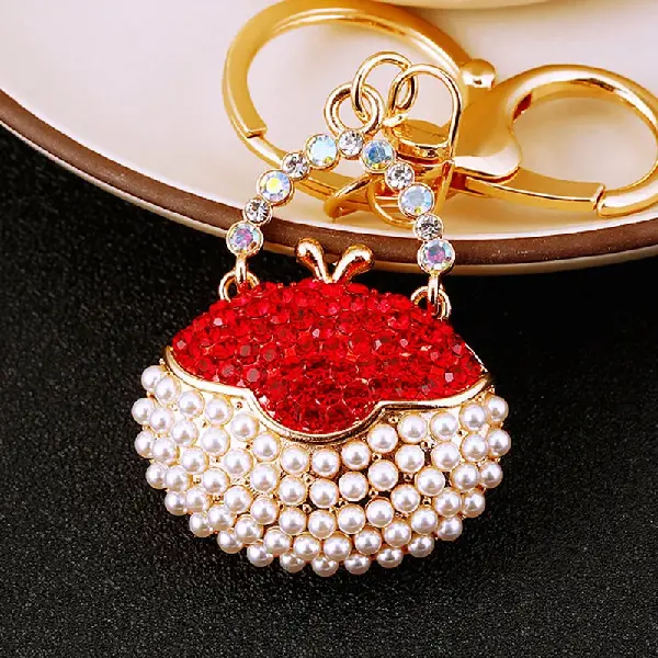 Round pearl bag red-single OPP bag packaging,chaincharmsupply.com