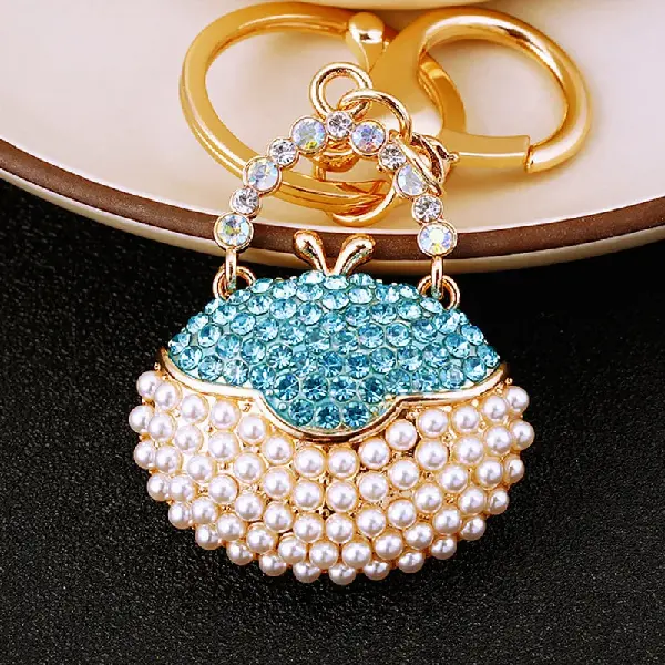 Round pearl bag blue-single OPP bag packaging,chaincharmsupply.com