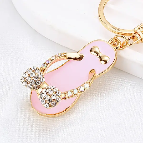 Bow slippers light pink-single OPP bag packaging,chaincharmsupply.com