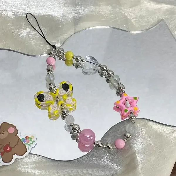 yellow pink butterfly,chaincharmsupply.com
