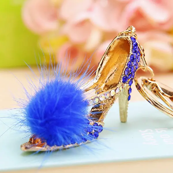 Plush high heels sapphire blue-single OPP bag packaging,chaincharmsupply.com