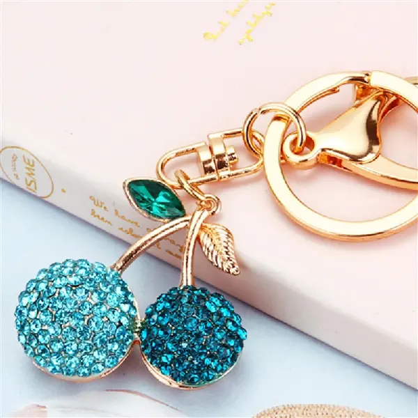Full Rhinestone cherry blue-individually packaged,chaincharmsupply.com