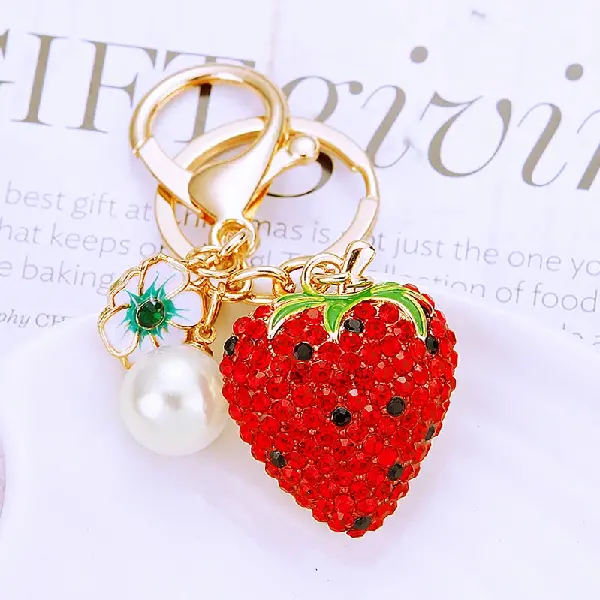 A322 Full Rhinestone Fruit Strawberry-Individually Packaged,chaincharmsupply.com