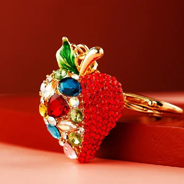 A735 colored Rhinestone small strawberries-individually packaged,chaincharmsupply.com