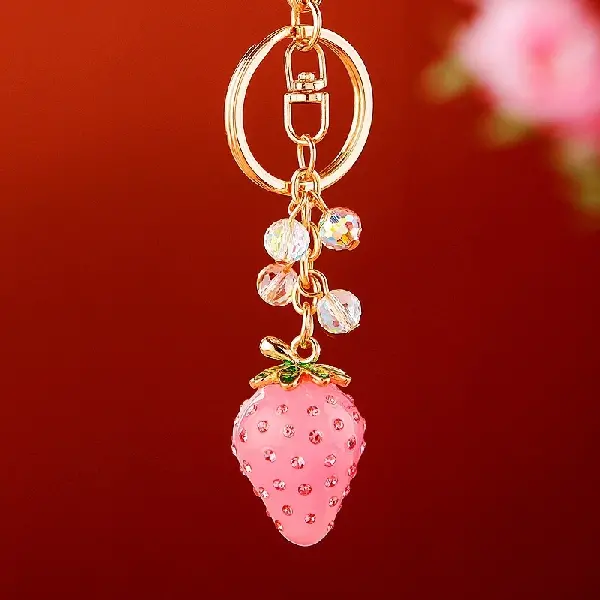 A731 jelly three-dimensional strawberry pink-individually packaged,chaincharmsupply.com