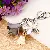Wholesale Girly Heart Flower Car Keychain | Bag Charms Supply - Metal tassel gray and white color - single OPP bag packaging