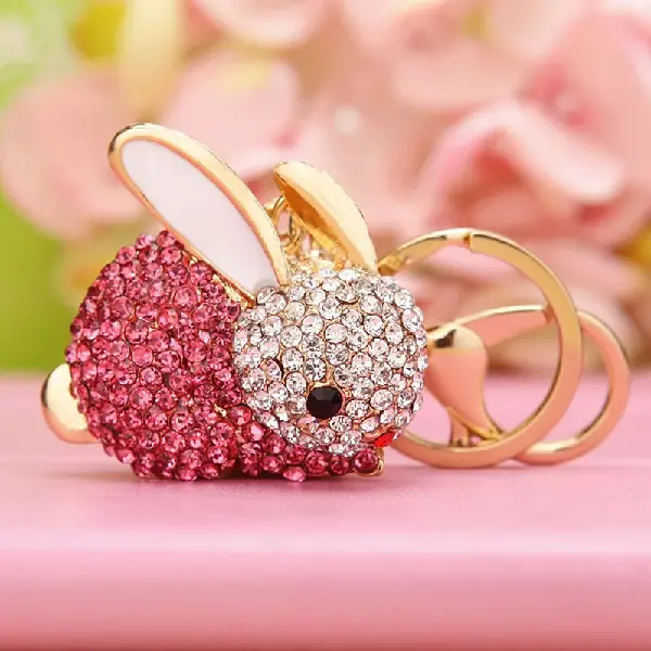 Full Rhinestone rabbit pink-single OPP bag packaging,chaincharmsupply.com