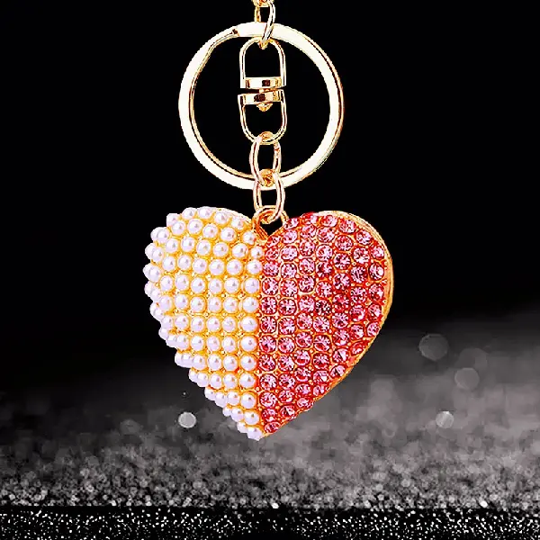 A525 double-sided pearl heart pink-single OPP bag packaging,chaincharmsupply.com