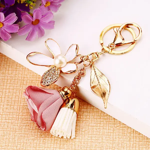 Metal tassel pink and white series-single OPP bag packaging,chaincharmsupply.com