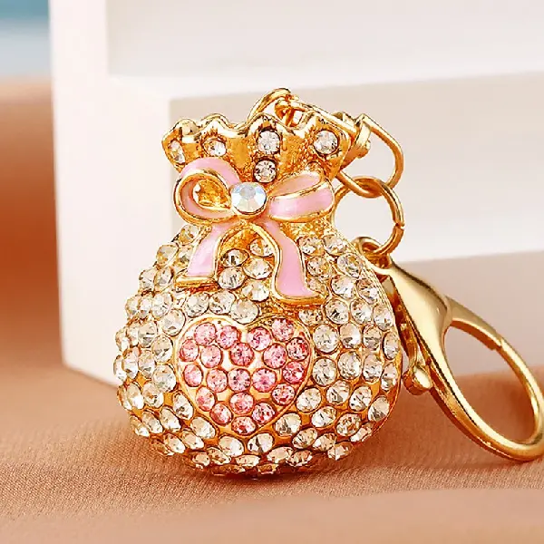 Rhinestone love bag pink - single OPP bag packaging,chaincharmsupply.com
