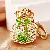 Wholesale Pearl Love Lucky Bag Keychains for Retailers - Rhinestone love lucky bag green - single OPP bag packaging