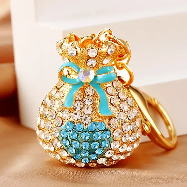 Rhinestone love lucky bag sky blue-single OPP bag packaging,chaincharmsupply.com