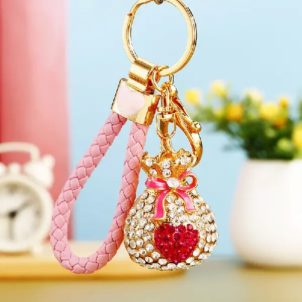 BV rhinestone love lucky bag rose red-single OPP bag packaging,chaincharmsupply.com