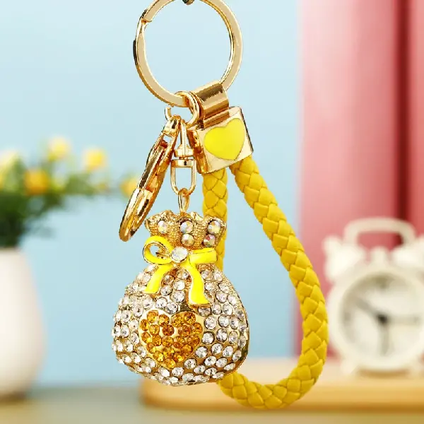 BV rhinestone love bag yellow-single OPP bag packaging,chaincharmsupply.com
