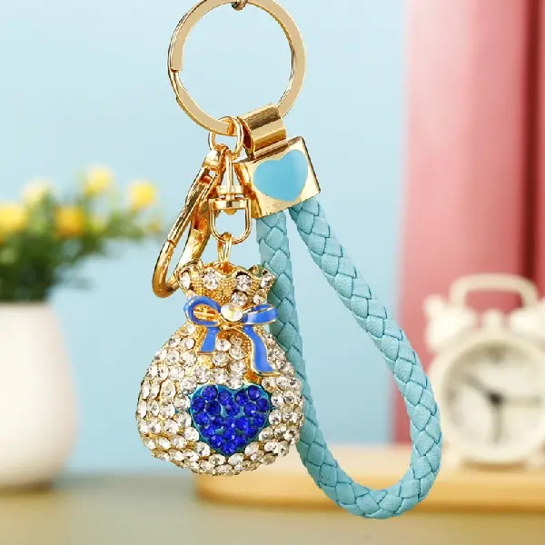 BV rhinestone love lucky bag sapphire blue-single OPP bag packaging,chaincharmsupply.com