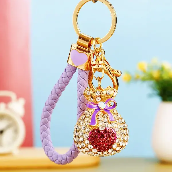BV rhinestone love bag purple-single OPP bag packaging,chaincharmsupply.com