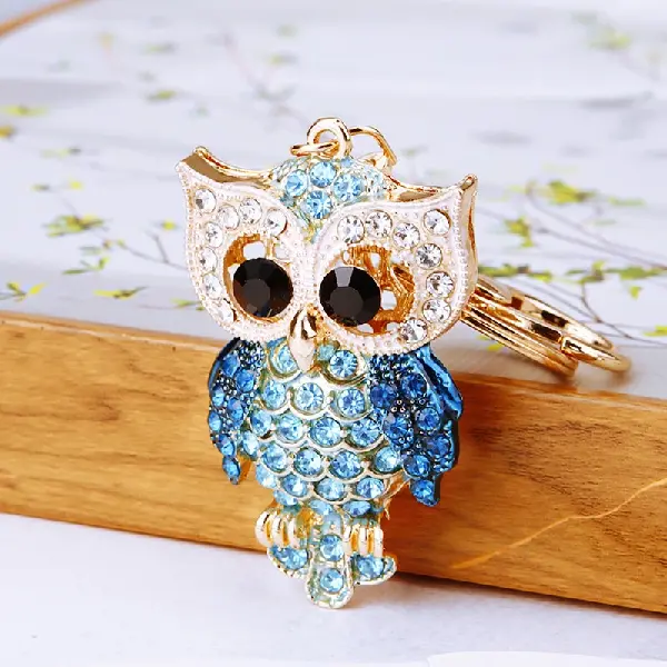 Rhinestone Owl Blue - Single OPP bag packaging,chaincharmsupply.com