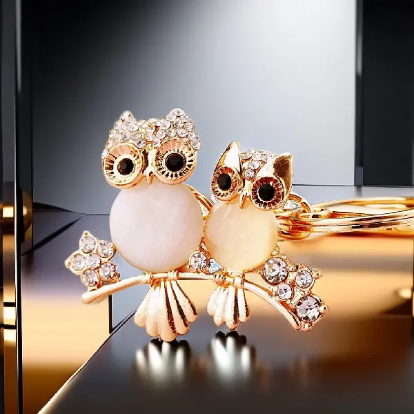 Moonstone Couple Owl-single OPP bag packaging,chaincharmsupply.com
