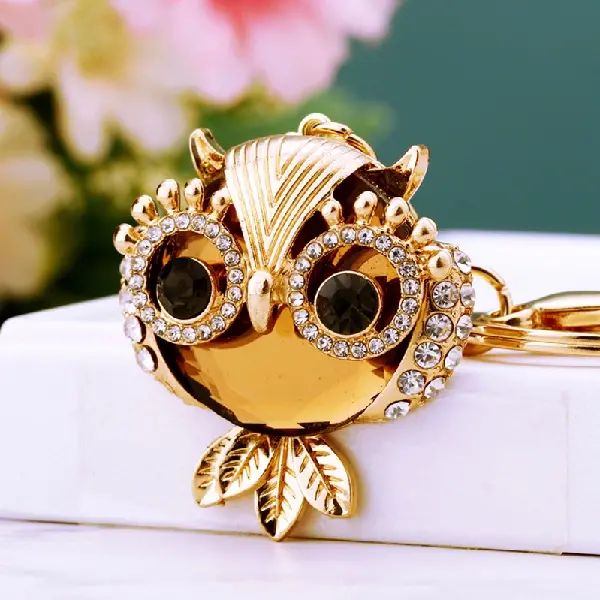 A66 Gem Owl Champagne Color-Single OPP bag packaging,chaincharmsupply.com