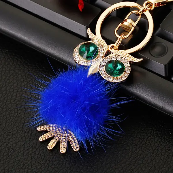 Plush owl sapphire blue-single OPP bag packaging,chaincharmsupply.com