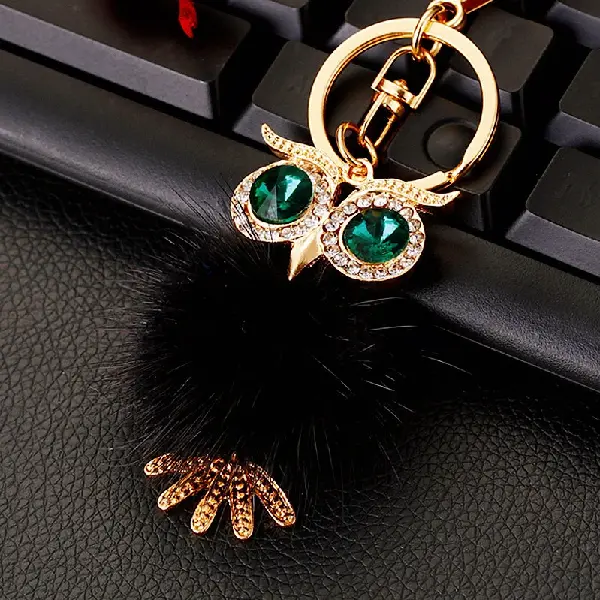 Plush Owl Black - Single OPP bag packaging,chaincharmsupply.com