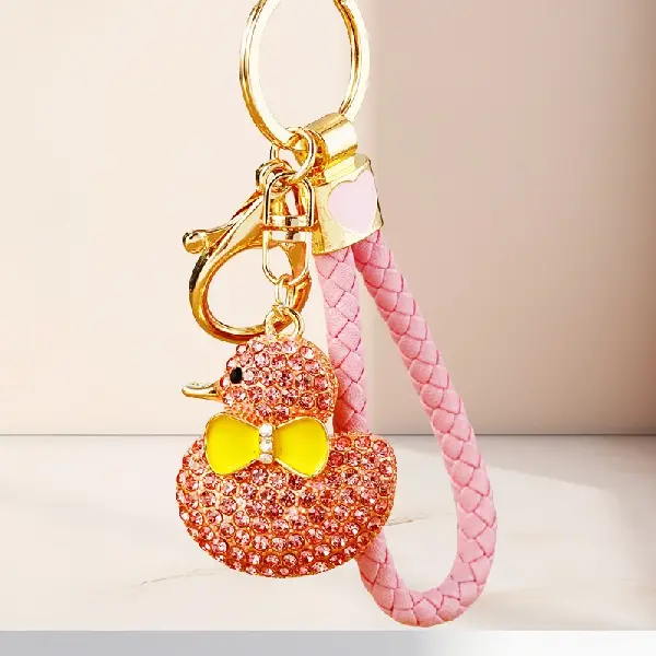 BV full Rhinestone duck pink-single OPP bag packaging,chaincharmsupply.com