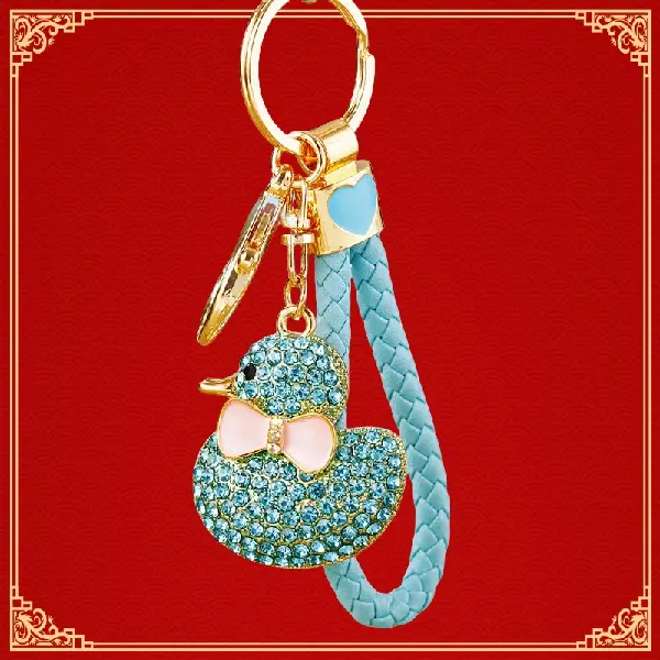 BV full Rhinestone duck blue-single OPP bag packaging,chaincharmsupply.com