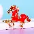 Zodiac Horse Keychain Wholesale Supply - Rhinestone Charm - Lucky Horse Festive Red-single OPP bag packaging