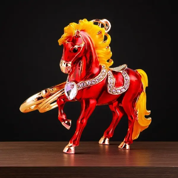Lucky Gem Horse Festive Red - Single OPP bag packaging,chaincharmsupply.com