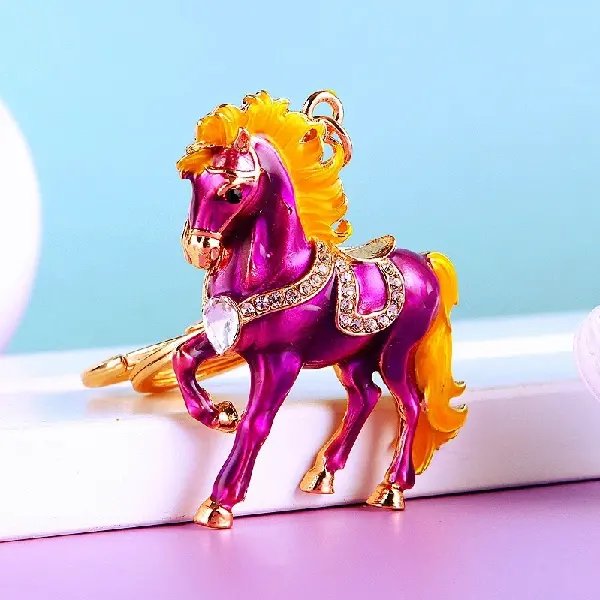 Lucky Gemstone Horse Purple - Single OPP bag packaging,chaincharmsupply.com