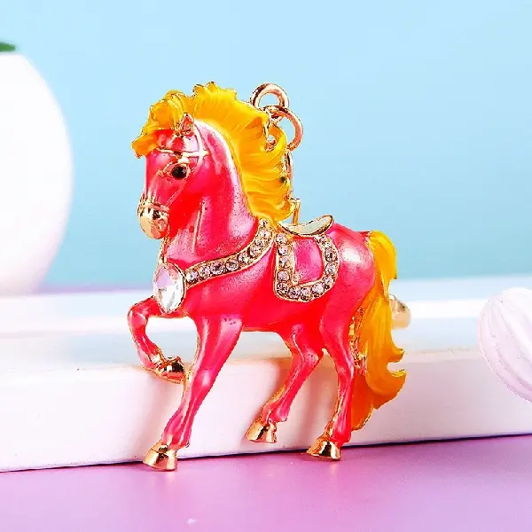 Lucky Gemstone Horse Pink - Single OPP bag packaging,chaincharmsupply.com