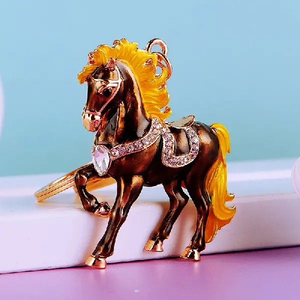 Lucky Gemstone Horse Black - Single OPP bag packaging,chaincharmsupply.com