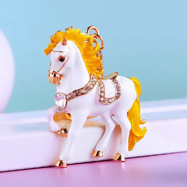 Lucky Gemstone Horse White-Single OPP bag packaging,chaincharmsupply.com