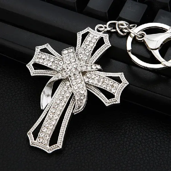X-shaped cross silver-single OPP bag packaging,chaincharmsupply.com
