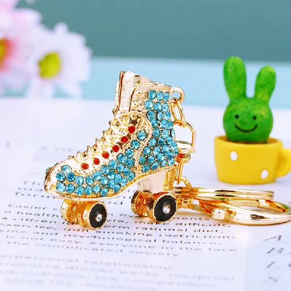 A154 rhinestone skates blue-single OPP bag packaging,chaincharmsupply.com
