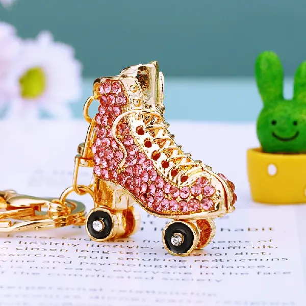 A154 rhinestone skates pink-single OPP bag packaging,chaincharmsupply.com