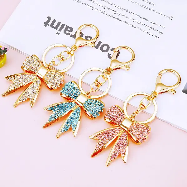 A573 full Rhinestone bow color random - single OPP bag packaging,chaincharmsupply.com